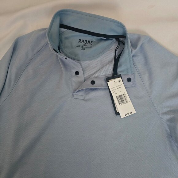 Rhone Clubhouse Pullover Long Sleeve Polo Shirt, Misty Blue Men's Size Small NWT - Picture 8 of 10
